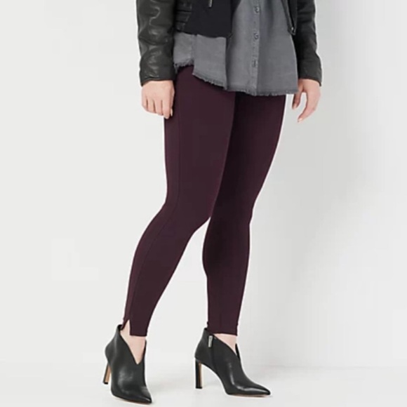 Spanx Ponte Ankle Legging Shapewear Contoured Waistband Burgundy Brandywine Sz L - Picture 1 of 14